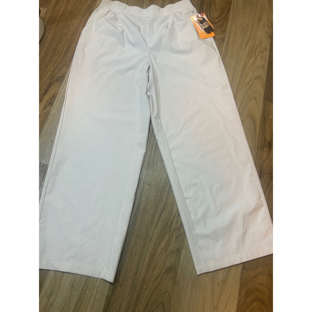 Avia Womens Wide Leg Performance Pants Off White Recycled Spandex Size M 8-10